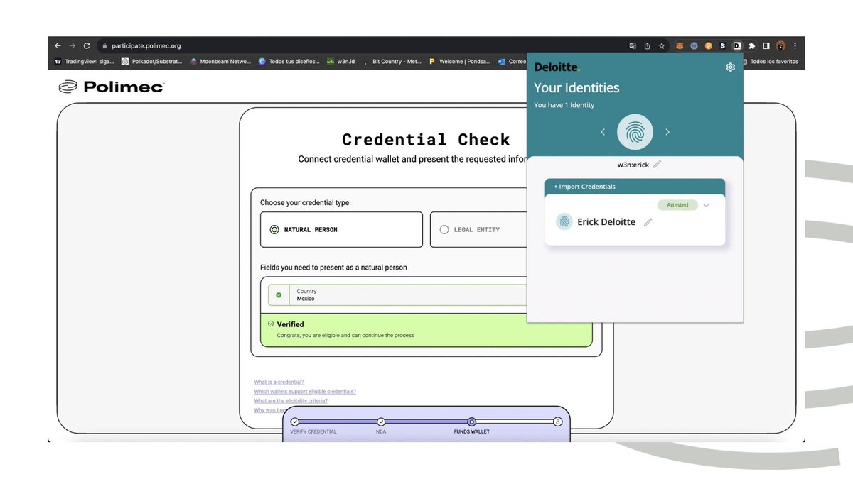 w3n:erick 🐂⭕️ - クサマ 𓅂 (@w3nerick) on Twitter photo <a href="/solana/">Solana</a> mentioned some examples of use cases on Identity 🪪
Implementation of real use cases with Decentralized Digital Identity
Driven by <a href="/Kiltprotocol/">KILT Protocol</a> + <a href="/PolimecProtocol/">Polimec</a> + <a href="/DeloitteCH/">Deloitte Switzerland</a>
🛡️ CLAIM INDEPENDENCE 🛡️
kyc-credentials.com/home <a href="/solana/">Solana</a> mentioned some examples of use cases on Identity 🪪
Implementation of real use cases with Decentralized Digital Identity
Driven by <a href="/Kiltprotocol/">KILT Protocol</a> + <a href="/PolimecProtocol/">Polimec</a> + <a href="/DeloitteCH/">Deloitte Switzerland</a>
🛡️ CLAIM INDEPENDENCE 🛡️
kyc-credentials.com/home