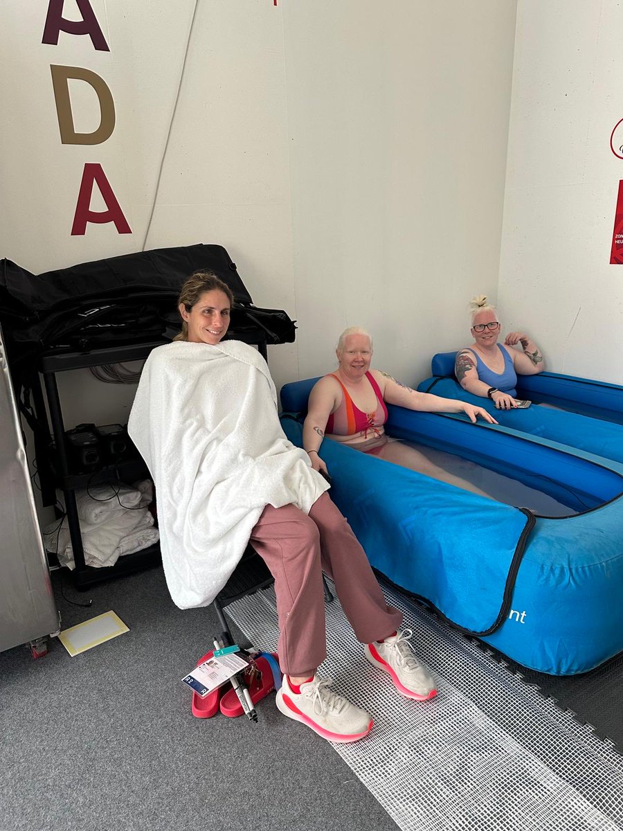 Sure is cold in this room… Let me use this towel. I found to warm up a bit #Paris2024 #Toyota #Lululemon #CanadianParalympicTeam.