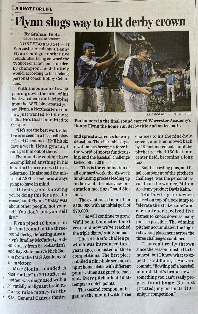 A Shot For Life™ (@asfl_shoot4cure) on Twitter photo Thank you so much to the <a href="/BostonGlobe/">The Boston Globe</a> for your coverage of ASFL Baseball and Softball this weekend! For the first time, we saw a walk-off home run to win the event on Saturday night, and on Sunday we capped a record setting weekend for this department! <a href="/GlobeSchools/">Boston Globe Schools</a> <a href="/graham_dietz/">Graham Dietz</a> Thank you so much to the <a href="/BostonGlobe/">The Boston Globe</a> for your coverage of ASFL Baseball and Softball this weekend! For the first time, we saw a walk-off home run to win the event on Saturday night, and on Sunday we capped a record setting weekend for this department! <a href="/GlobeSchools/">Boston Globe Schools</a> <a href="/graham_dietz/">Graham Dietz</a>