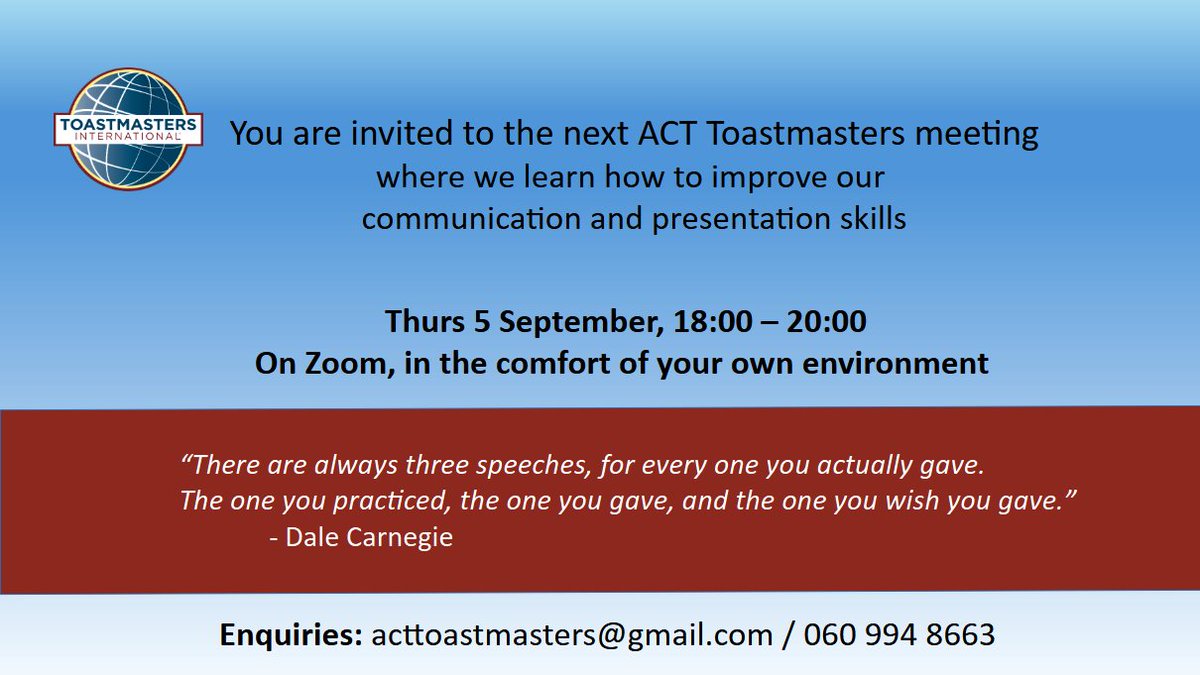Contact us and we will gladly send you the meeting Zom link