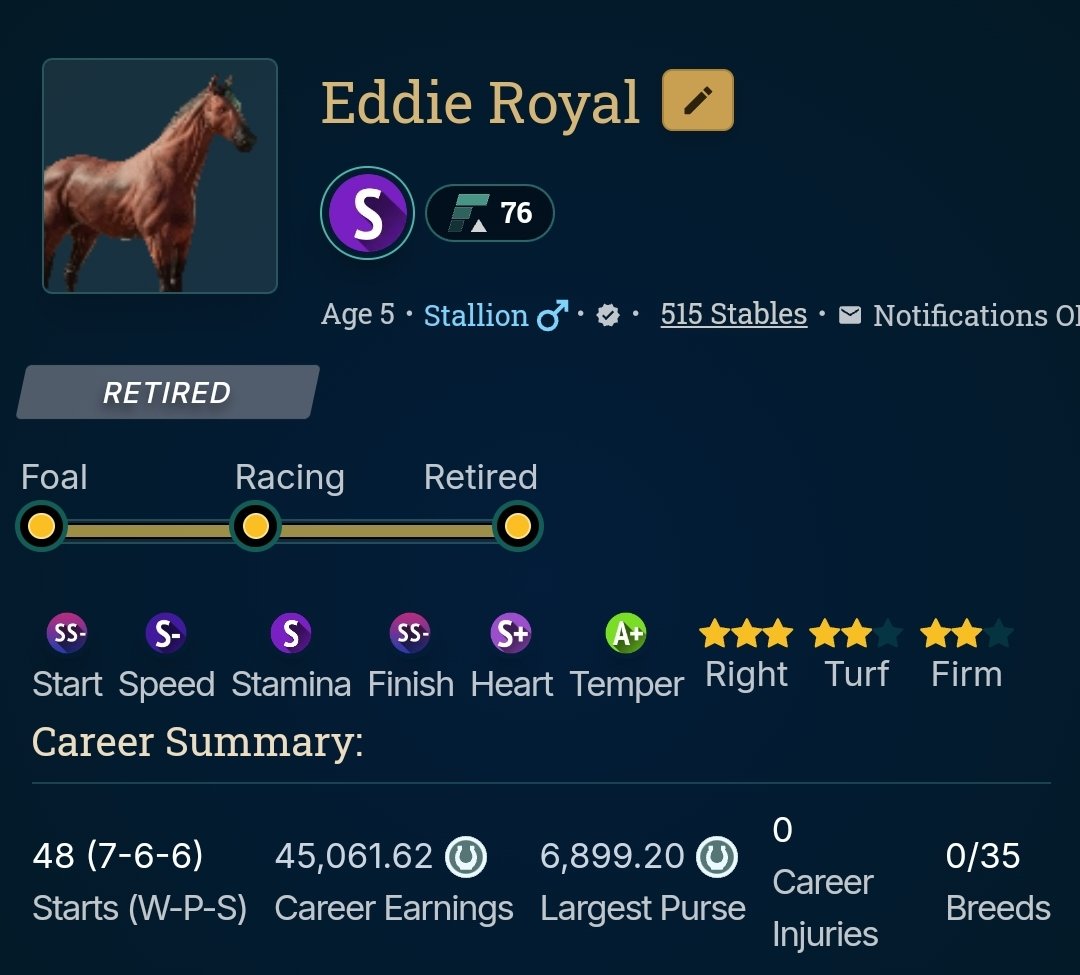 Nice reveal on non 1 of 1 RTF. In stud at 4k <a href="/photofinishgame/">Photo Finish™ LIVE 🐎 Virtual Horse Racing</a> 
photofinish.live/horses/b83f3ba…
