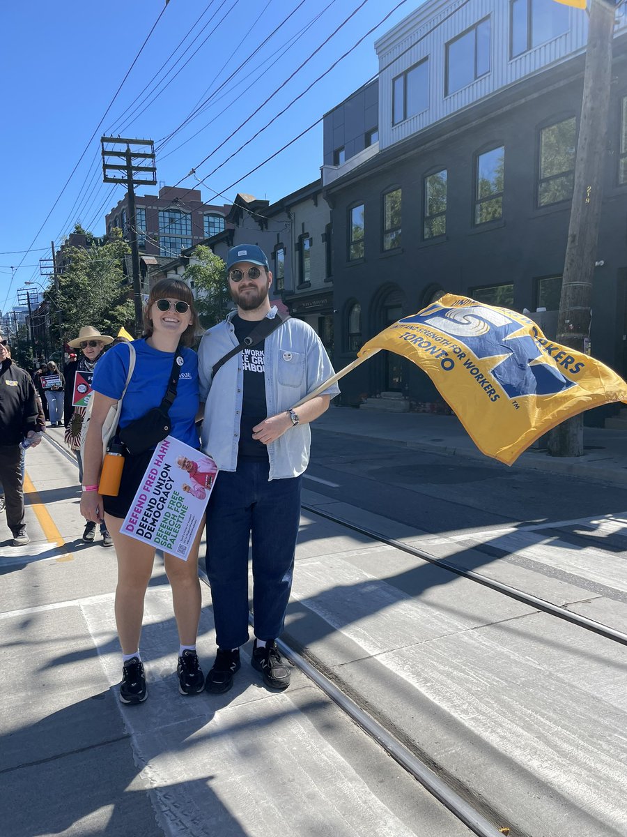 I_Own_The_Sky's tweet photo. Happy Labour Day! In Toronto, workers were out saying Palestine IS a workers' issue and nobody can undermine union democracy 💪 #StandWithFred #LabourDay2024 https://t.co/anXHE9NzPM