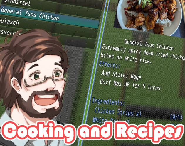 BlackwingGamin1's tweet photo. Introducing a NEW RPG Maker MZ plugin!
COOKING!
With this you can craft recipes, cook hearty meals, and customize everything!
Get it here:
https://t.co/vZAXnf1roQ
#rpgmaker #rpgmakermz #plugin #gamedev #helltoheaven https://t.co/DEvOgwiRsU