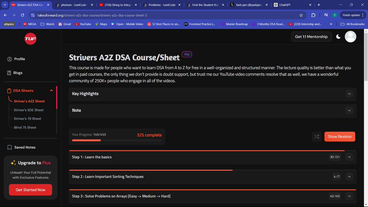 yashjain2615's tweet image. Day 87-90 of my #90DaysOfCode challenge is complete!  Went from 0 to 107 LeetCode questions, thanks to @striver_79 &apos;s guidance. Mastered arrays, strings, linked lists, stacks, queues, and solidified my OOPs fundamentals. Still more to learn and challenges ahead—I&apos;ll be back soon!