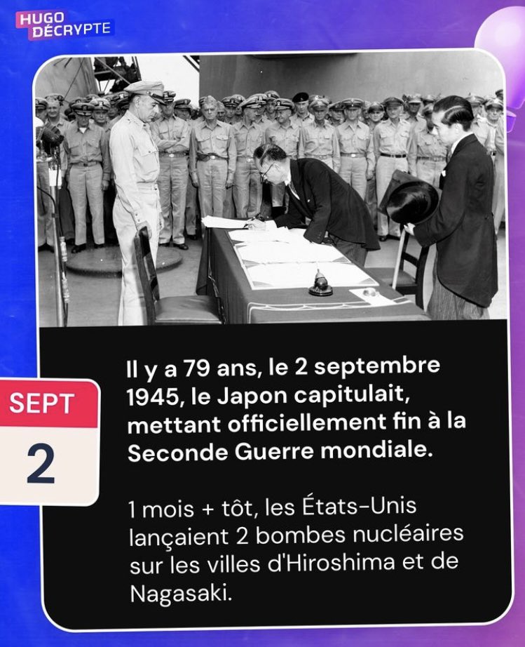 iamSemD (@irvinsem) on Twitter photo C’était un 2 septembre il y a 79 ans. Credit <a href="/HugoDecrypte/">Hugo Décrypte</a>
#war #France #Japon #USA #nagasaki #HIROSHIMA #WW2 #news C’était un 2 septembre il y a 79 ans. Credit <a href="/HugoDecrypte/">Hugo Décrypte</a>
#war #France #Japon #USA #nagasaki #HIROSHIMA #WW2 #news