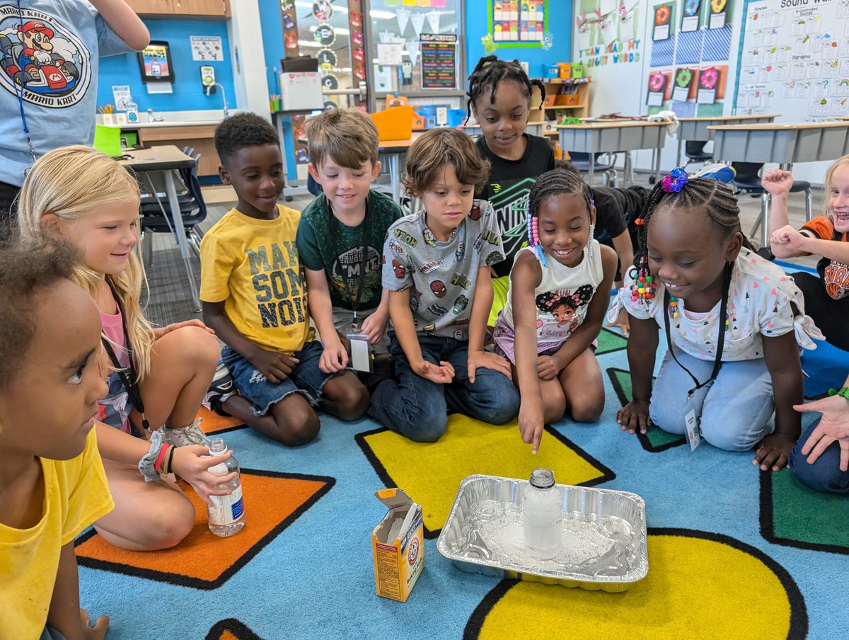 PREPRIDE's tweet image. Students enjoyed reading the story My Mouth is a Volcano. They discussed ways to control their bodies and how important it is to raise their hands. Then they did a fun experiment on how a volcano would erupt! The students had so much fun!