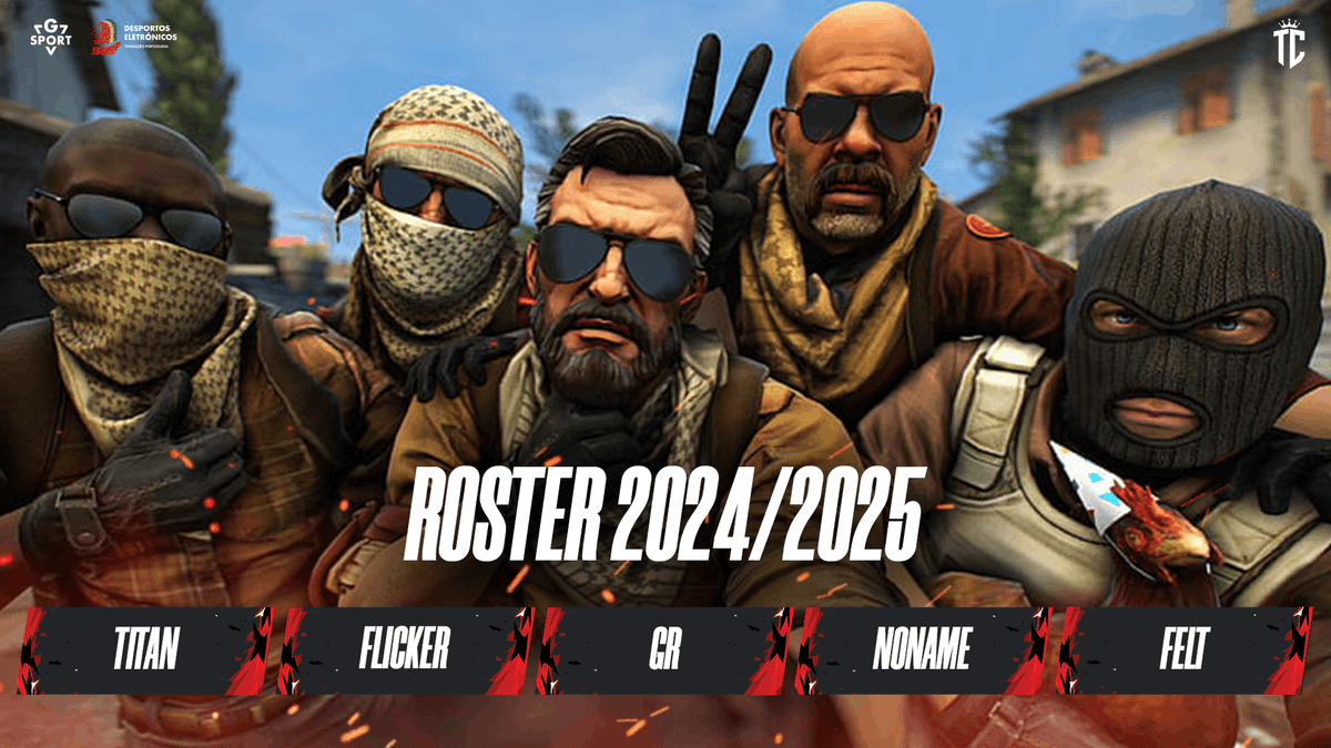 TugaClanCS2 (@tugaclancs2) on Twitter photo Com o maior orgulho que apresentamos o nosso Roster de Counter Strike 2 para 2024/2025.
ROSTER:
🇵🇹 <a href="/rguilhermematos/">Guilherme 🇵🇹</a>
🇵🇹 <a href="/fL1CKERcs/">fL1CKER</a>
🇵🇹 <a href="/N0Nam333333333/">N0Nam333333</a>
🇵🇹 <a href="/FeLtzzzcs/">FeLtcs</a>
🇵🇹 <a href="/titan__pt/">Pedro “titan” Batista</a>
RUMO ÀS VITÓRIAS!
#TugaClan <a href="/tugaclan/">Tuga Clan</a> <a href="/fpdeoficial/">Federação Portuguesa de Esports</a> Com o maior orgulho que apresentamos o nosso Roster de Counter Strike 2 para 2024/2025.
ROSTER:
🇵🇹 <a href="/rguilhermematos/">Guilherme 🇵🇹</a>
🇵🇹 <a href="/fL1CKERcs/">fL1CKER</a>
🇵🇹 <a href="/N0Nam333333333/">N0Nam333333</a>
🇵🇹 <a href="/FeLtzzzcs/">FeLtcs</a>
🇵🇹 <a href="/titan__pt/">Pedro “titan” Batista</a>
RUMO ÀS VITÓRIAS!
#TugaClan <a href="/tugaclan/">Tuga Clan</a> <a href="/fpdeoficial/">Federação Portuguesa de Esports</a>