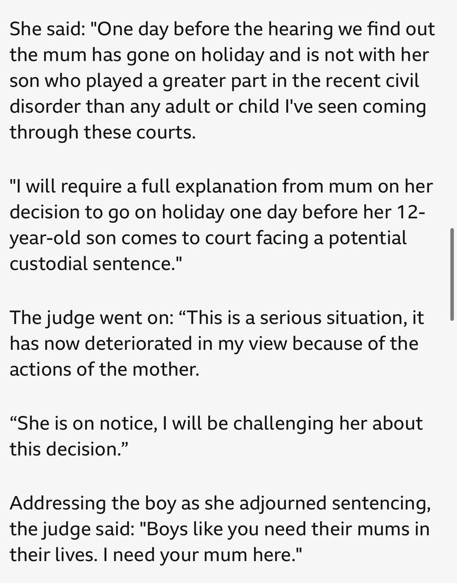 This 12-year-old boy whose mum's gone to Ibiza on the day he's in court on riot charges... how come the judge isn't asking where the dad is?

Why's it's only the mum getting the blame when it takes two people to make a baby?