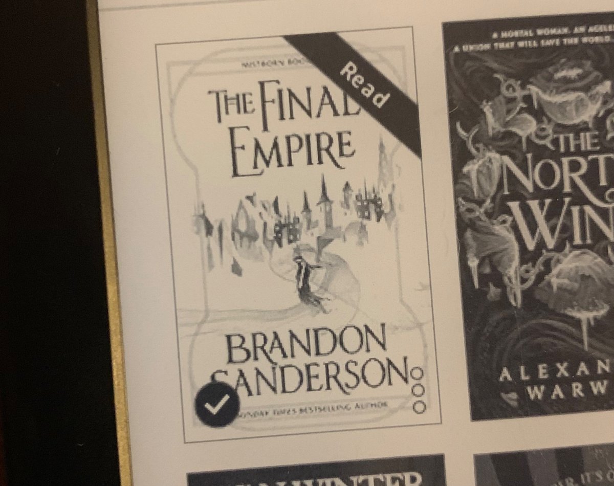 I finally finished my first Brandon Sanderson!! I felt the reveal at the end was a little obvious, but I can’t deny both the writing and worldbuilding are incredible and I can see why he’s so liked as an author.