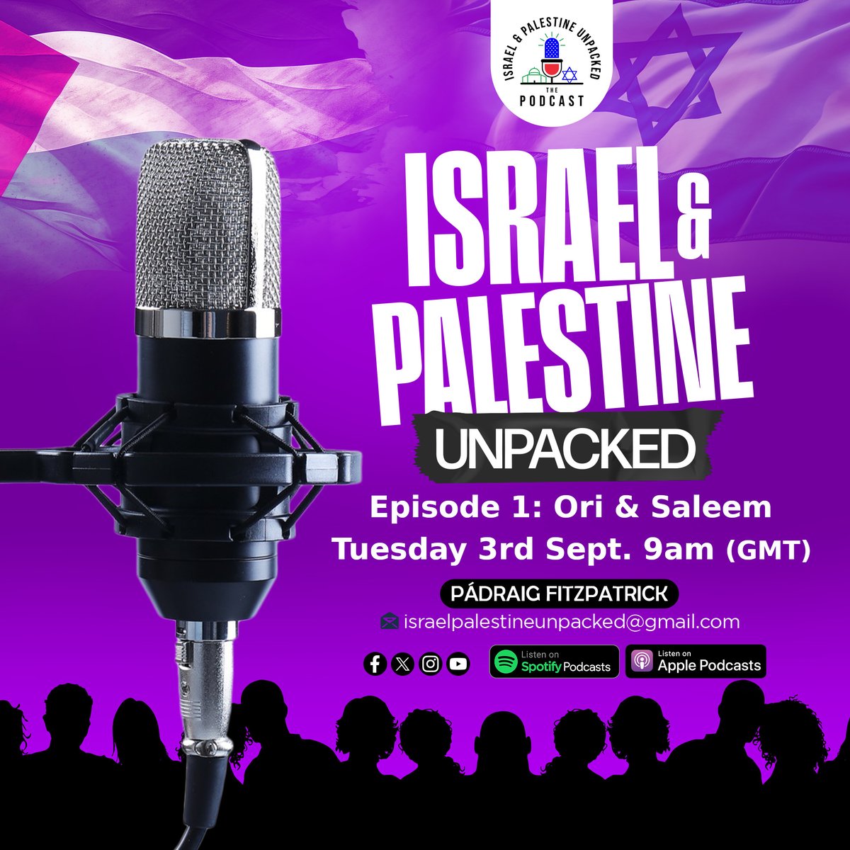 IAPUnpacked's tweet photo. Episode 1: Ori &amp; Saleem will be live tomorrow (3rd September at 9am (GMT).
Subscribe for more future episodes!
Facebook: https://t.co/nvzqZTf5V3
X/Twitter: IAPUnpacked
YouTube: @Israel_Palestine_Unpacked
Spotify: https://t.co/6XnqrImR36... https://t.co/HXsoi9a8AQ