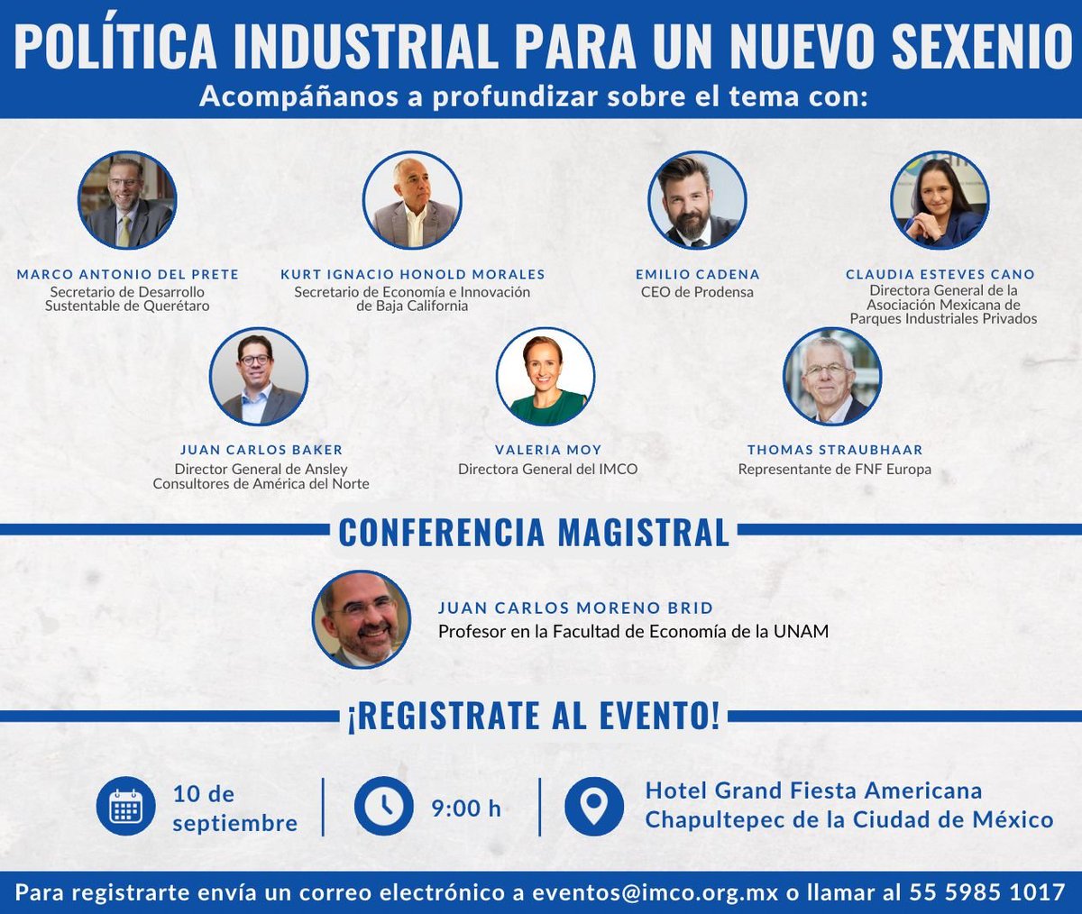Acompáñanos a la presentación del estudio Política Industrial para un nuevo sexenio. 💬Conversaremos con especialistas sobre las acciones para desarrollar la industria y mejorar la competitividad de México 🇲🇽.
📅 10 de septiembre
🕘 9:00 am
✍️ Regístrate: bit.ly/3WSmxBt