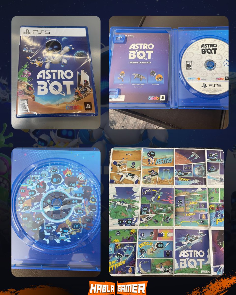 #HABLAGAMER
✅ Ya tenemos imagines de la copia física de Astro Bot, está muy bien trabajada y se ve muy interesante! Nos traerá hasta un manual tipo cómics para los tutoriales del videojuego.

#astrobot