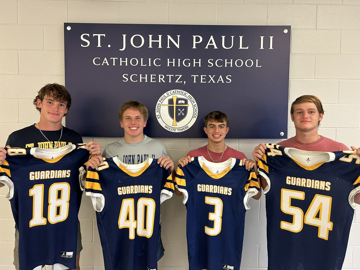 2024 St. John Paul II Football Captains

#54 Phillip Kapavik (Sr)
#40 Zack Sasseville (Sr)
#3 Trevor Aguilera (Sr)
#18 Drake Kapavik (Jr)

#GoldStandard