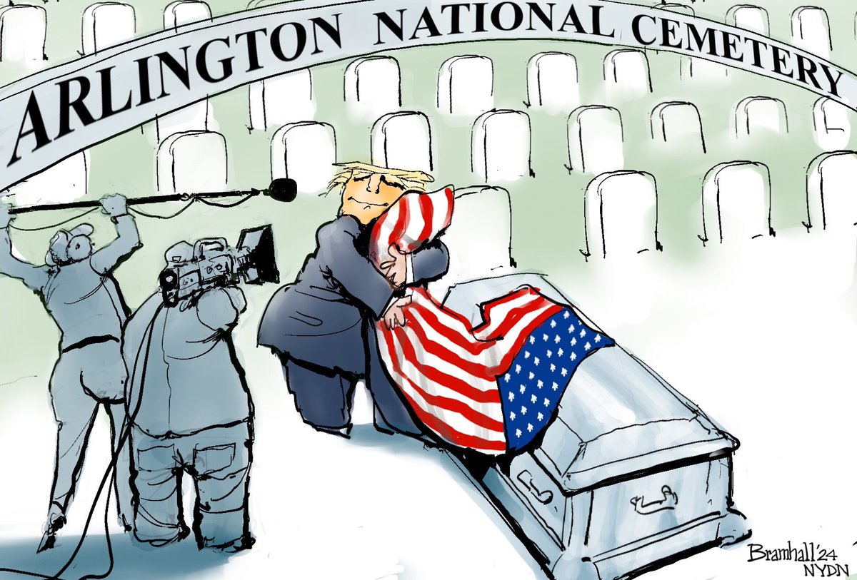 <a href="/AnnTelnaes/">Ann Telnaes</a> Hello <a href="/AnnTelnaes/">Ann Telnaes</a> thank you for your insightful work. 

Why is it that editorial cartoonists such as yourself are more effective than most politics desks at communication the Arlington scandal? 

And frankly the unfitness of Trump.