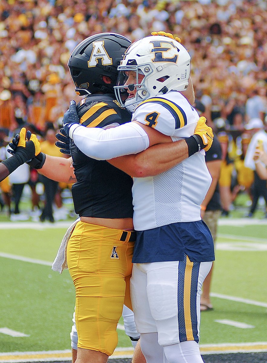 Watauga Democrat (@wataugademocrat) on Twitter photo Another photo Sports Reporter <a href="/ZWCsports/">Zach Colburn (ZWC Sports)</a> took of former Pioneers Zach West and Anderson Castle embracing during the captains meeting before the start of the game. Castle is a team captain for App State while West is team captain for ETSU.
Read more at wataugademocrat.com/sports/asu_spo… Another photo Sports Reporter <a href="/ZWCsports/">Zach Colburn (ZWC Sports)</a> took of former Pioneers Zach West and Anderson Castle embracing during the captains meeting before the start of the game. Castle is a team captain for App State while West is team captain for ETSU.
Read more at wataugademocrat.com/sports/asu_spo…