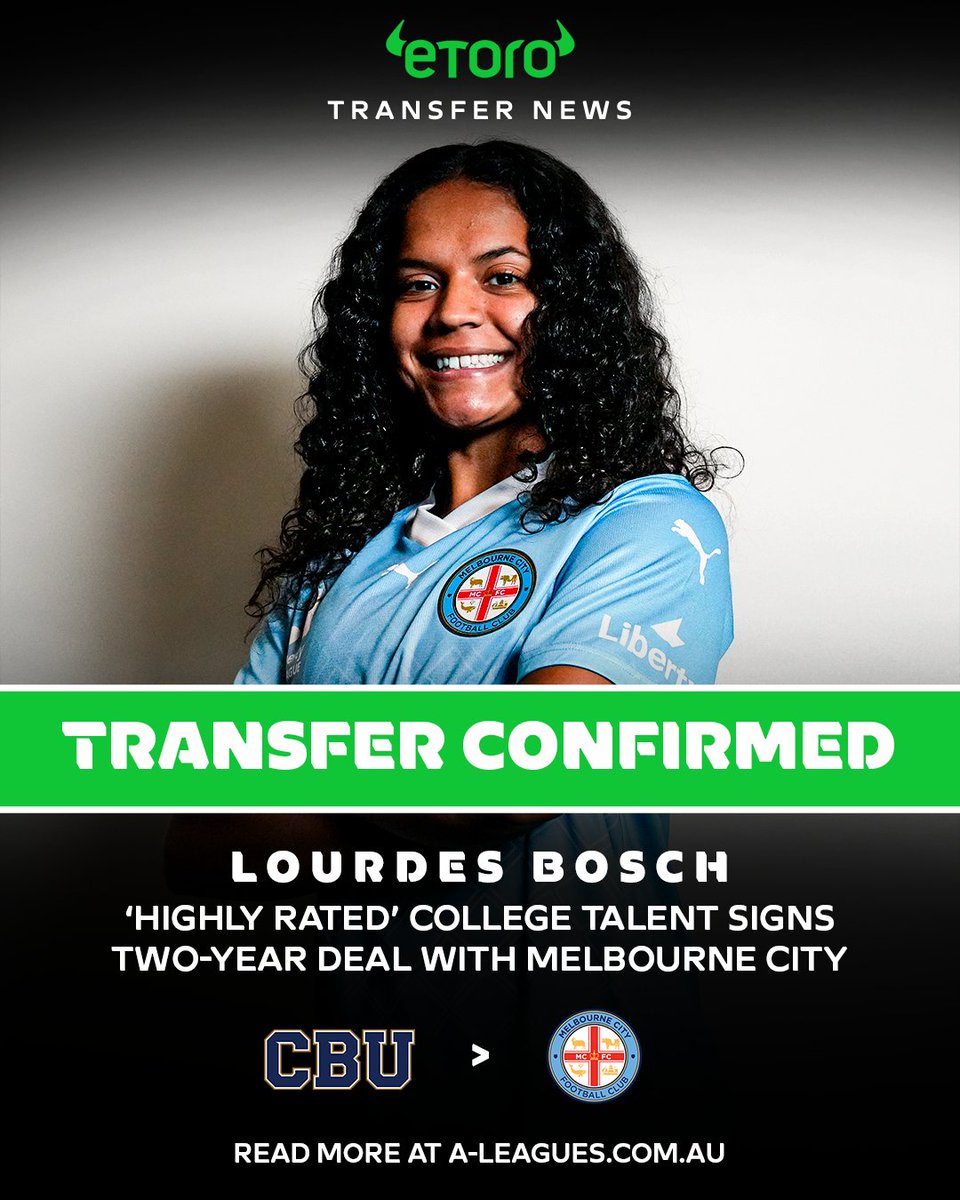 aleaguewomen's tweet image. .@MelbourneCity’s final international signing is a US College sensation! 🇺🇸✍️

The reigning premiers have signed Mexican American midfielder Lourdes Bosch to a two-year deal.

Details: tinyurl.com/yxbt68zn