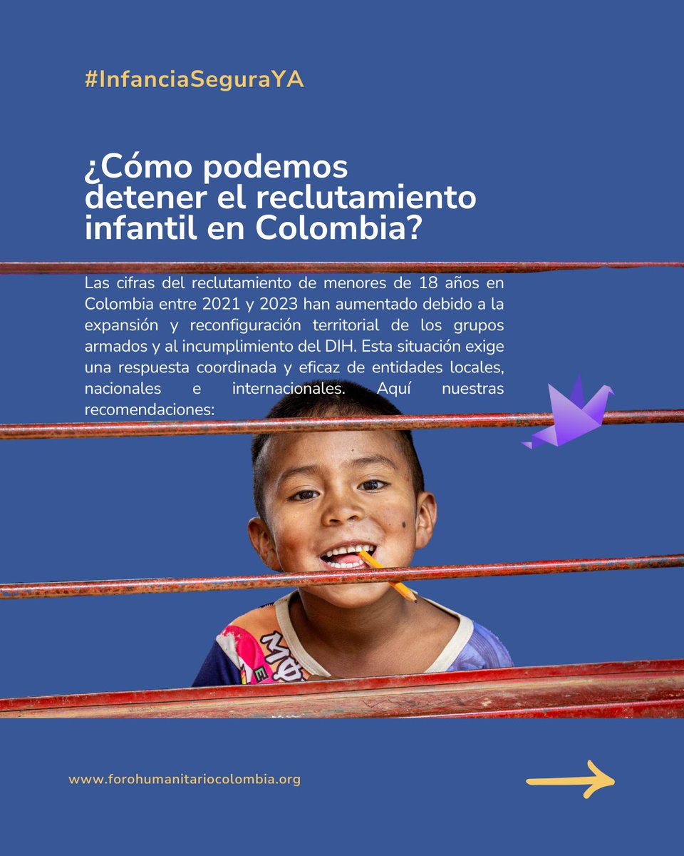 HumanitarianCol's tweet image. ¡Protejamos a las niñas, niños y adolescentes en Colombia! 🚸  
Presentamos algunas recomendaciones esenciales para prevenir el reclutamiento infantil. Juntos podemos hacer la diferencia. 
#InfanciaSeguraYA #NOalReclutamiento  

🔗 Conoce más aquí: acortar.link/PRPIQA
