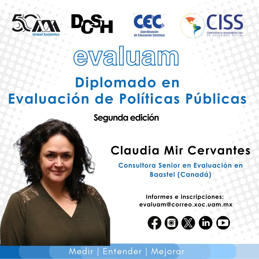 💙 ¿Quieres convertirte en una experta en Metodología de Marco Lógico?

🔥 ¡Apúntate al Diplomado en Evaluación de Políticas Públicas de la UAM Xochimilco!

📚 Programa: shorturl.at/TWKZc
📩 Informes en evaluam@correo.xoc.uam.mx

<a href="/CISS_org/">CISS</a>