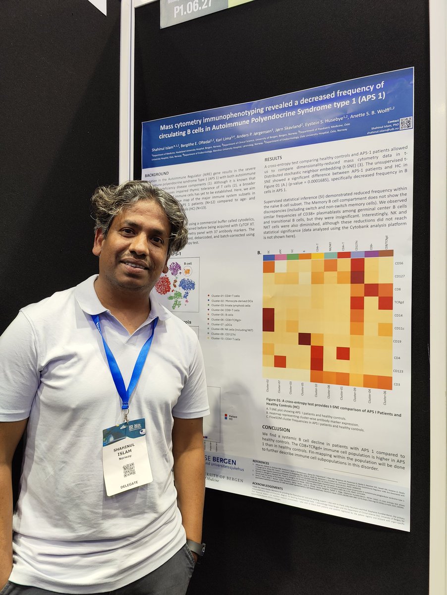 Norwegian Society for Immunology (@nsimmun) on Twitter photo Shahinul Islam sharing interesting immunophenotyping findings in Autoimmune Polyendocrine Syndrome type 1 at #ECI2024!
<a href="/endomedbergen/">Endocrine Medicine, UiB</a> @medofak_uib Shahinul Islam sharing interesting immunophenotyping findings in Autoimmune Polyendocrine Syndrome type 1 at #ECI2024!
<a href="/endomedbergen/">Endocrine Medicine, UiB</a> @medofak_uib