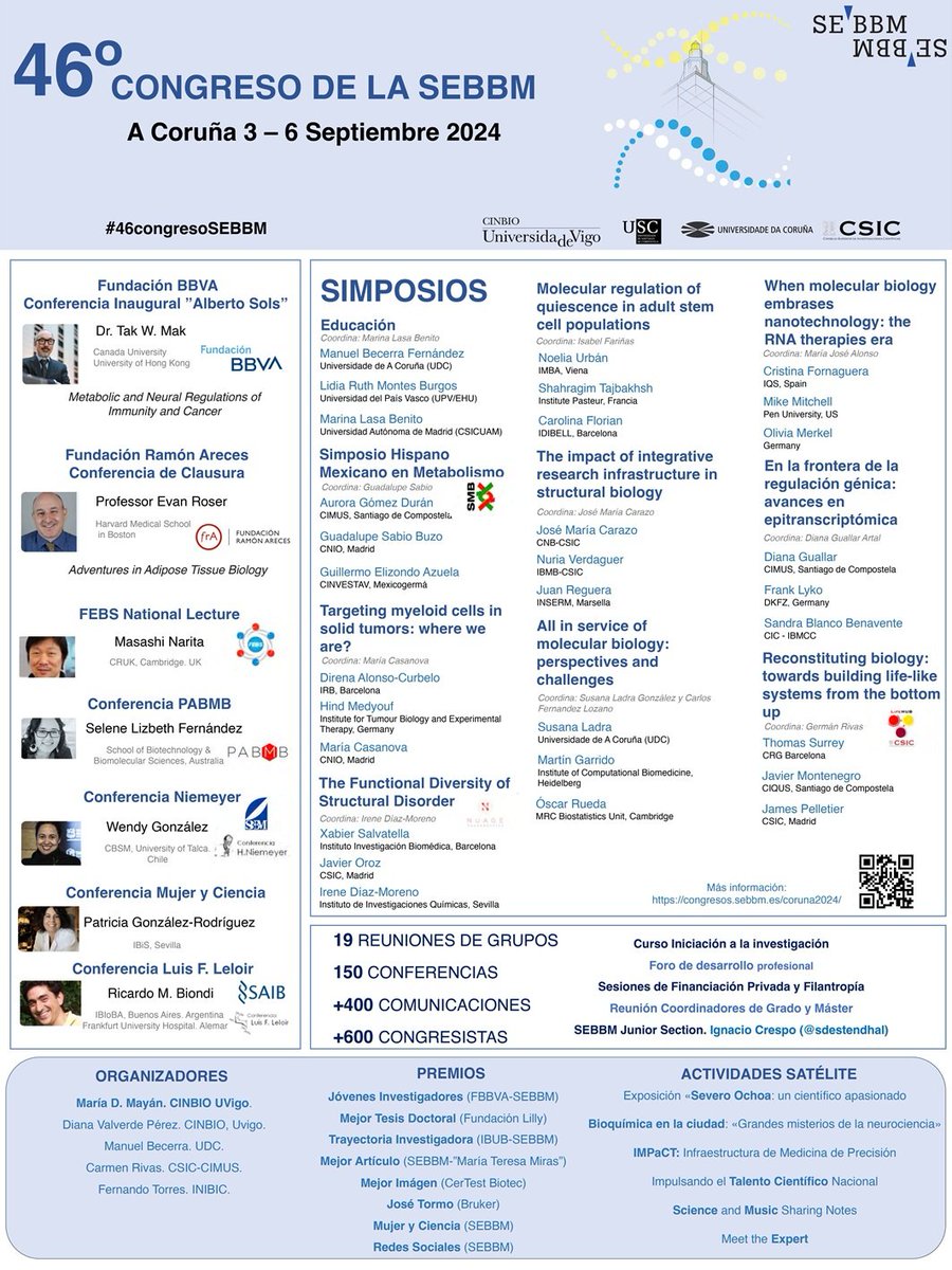 📣 Buenas noticias 
 👩🏻‍💼La Directora de nuestro proyecto Dra. Wendy González fue invitada a brindar la conferencia plenaria "Niemeyer" en el marco del 46º Congreso <a href="/SEBBM_es/">SEBBM</a> Sociedad Española de Bioquímica y Biología Molecular a desarrollarse en la Coruña del 3 al 6 de sept. 🤝🏻🆙