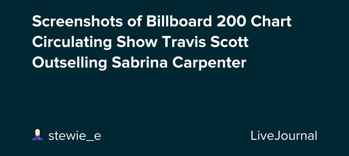 Screenshots of Billboard 200 Chart Circulating Show Travis Scott Outselling Sabrina Carpenter dlvr.it/TCkLYP