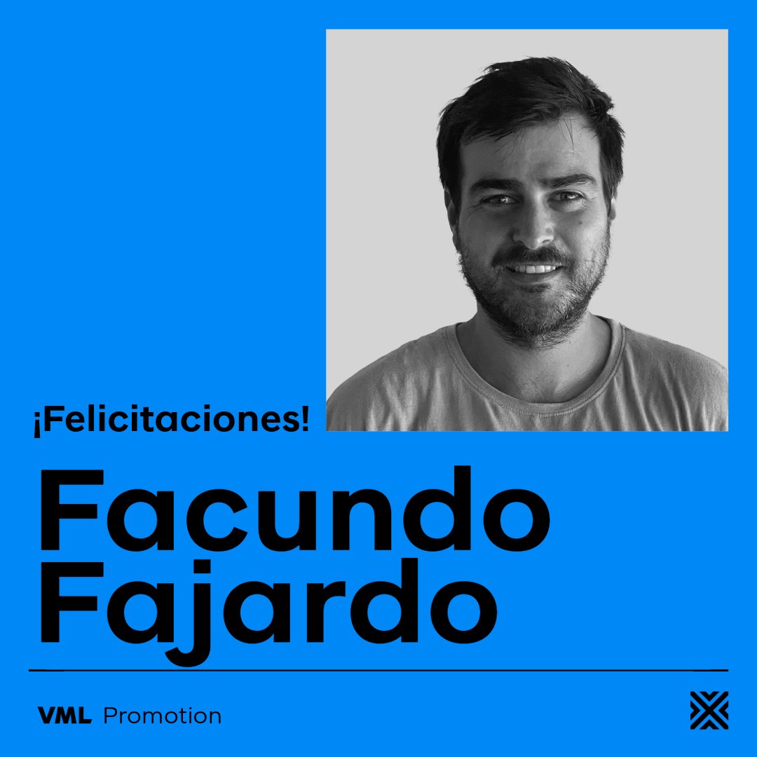 En VML nos encanta ver crecer al equipo!🙌 Felicitamos a Facundo Fajardo por su nombramiento como Director de Arte 🚀