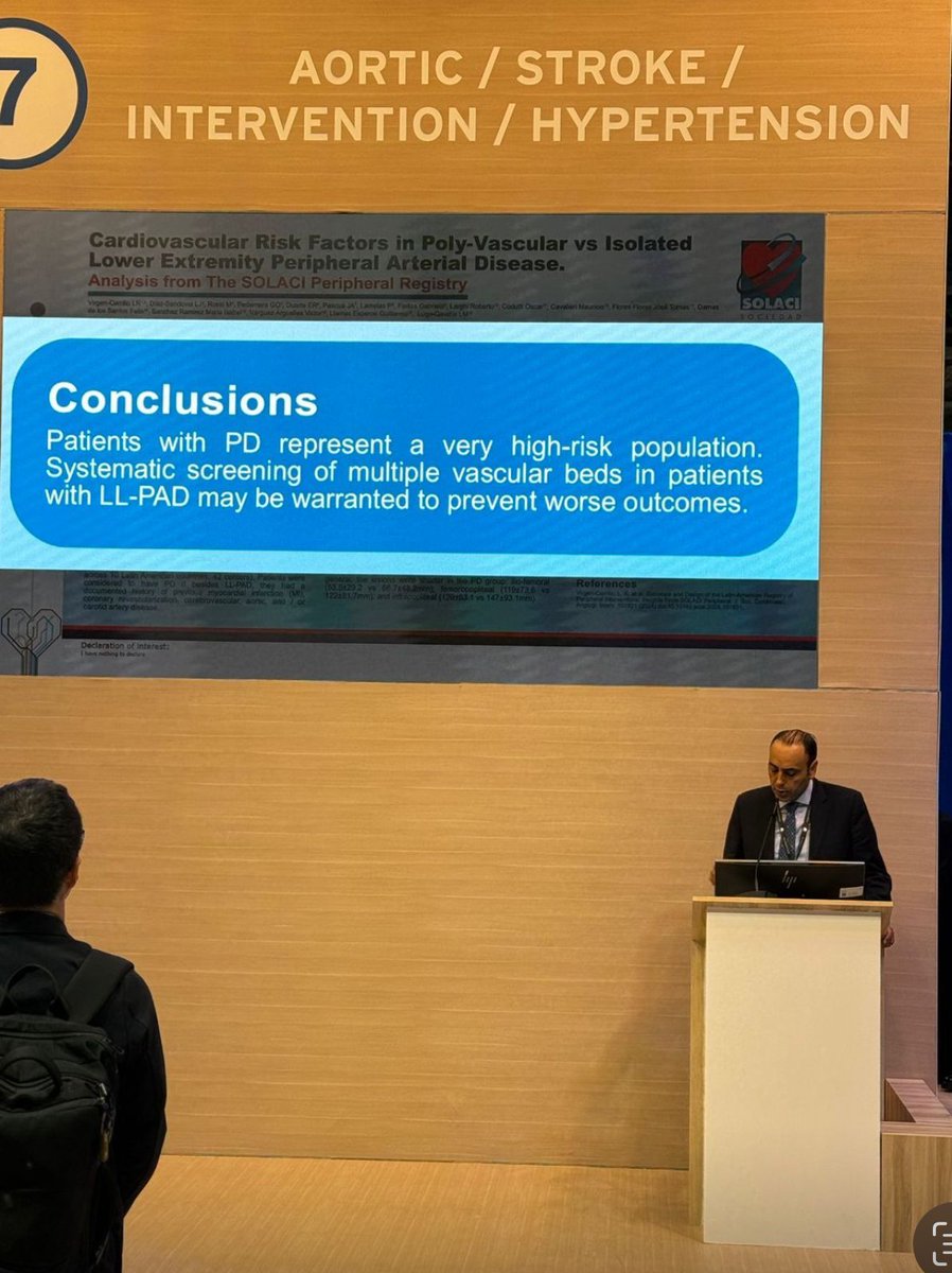 ▶ Se presentó el Registro LATAM-SOLACI Peripheral en el Congreso ESC 2024. 
▶ El Dr. Luis Virgen (MEX), coordinador del Registro, realizó la presentación en uno de los Congresos de cardiología más grandes del mundo.