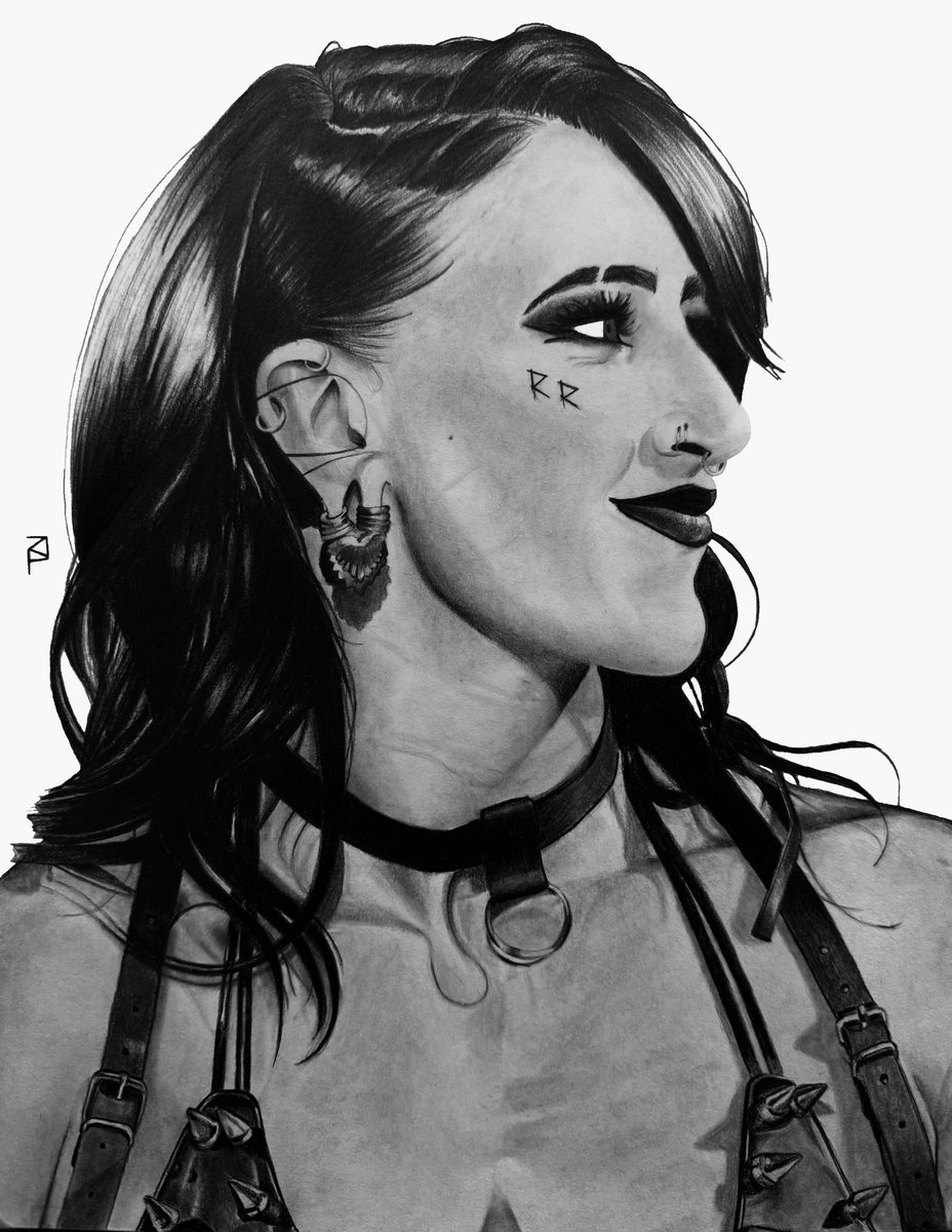 ResonanceZ's tweet photo. I thought I should also post the black and white version of the @RheaRipley_WWE drawing did. I am unsure which looks better, this or the one with the purple background 😅

#RheaRipley #WWE https://t.co/NLa8Er3MvT