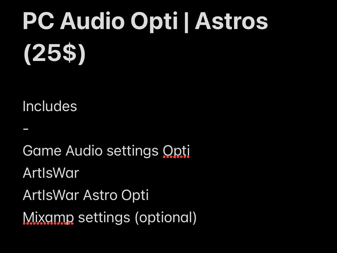 nightsinmycity's tweet image. Selling Audio Optimizations for ALL games 

If you’ve played with or against me you know how good these settings are

✅PC Audio Opti | 45$ 
✅Astros Audio Opti | 25$
✅Game Specific Presets (CDL Era) | 10$ ea

‼️Significantly better then base AIW

Bo6 tested ✔️ 

vouch n rt