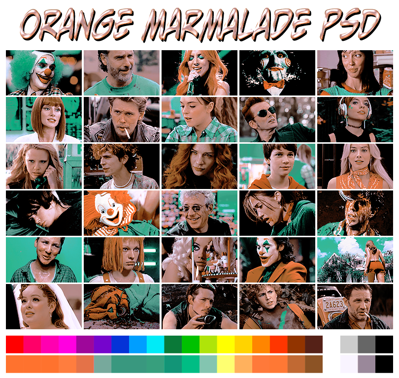 ORANGE MARMALADE   ➠   a coloring psd by #pinkinnards  🍊  with shades of sea greens,  NOT POC FRIENDLY.  available on  GUMROAD  (pinkinnards.gumroad.com/l/orangemarmal…)  &amp;  DEVIANTART  (deviantart.com/pinkinnards/ar…)