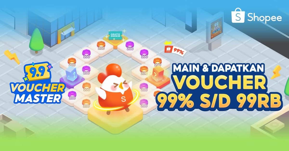 Main Voucher Master &amp; Dapatkan Voucher 99% s/d 99RB! Pakai Voucher-mu pada 9 September 2024. shp.ee/tx0t8ypxq4b