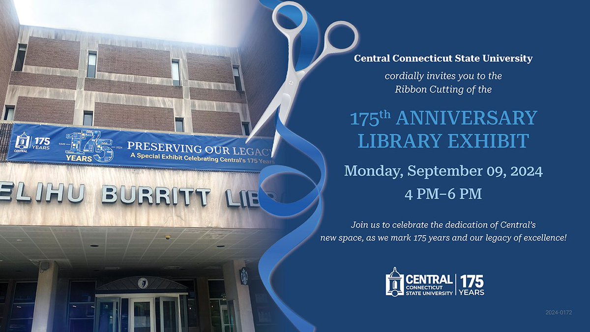 Join us in marking the 175th milestone at our library exhibit ribbon cutting.  Explore 175 years of history and heritage where the past meets the present💙🔱

#CCSU #CentralCT175 #WeAreCentral #GoBlueDevils #ribboncutting