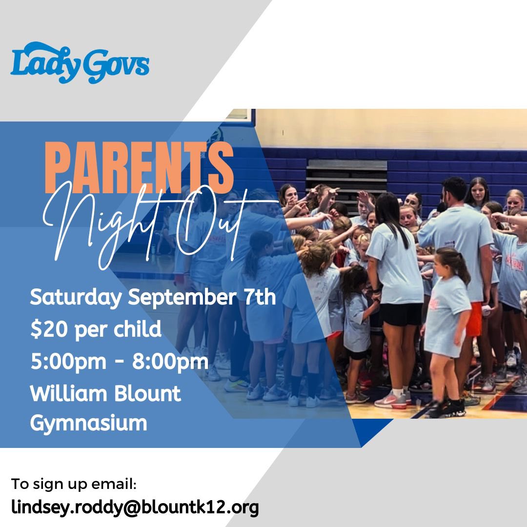 Hi parents and guardians!!! Here’s a great opportunity for a Saturday night off. Drop your kids off with the Lady Govs basketball team and we’ll play camp games and some basketball too! 

All the money from this event will help support our homecoming representative, Charlise!