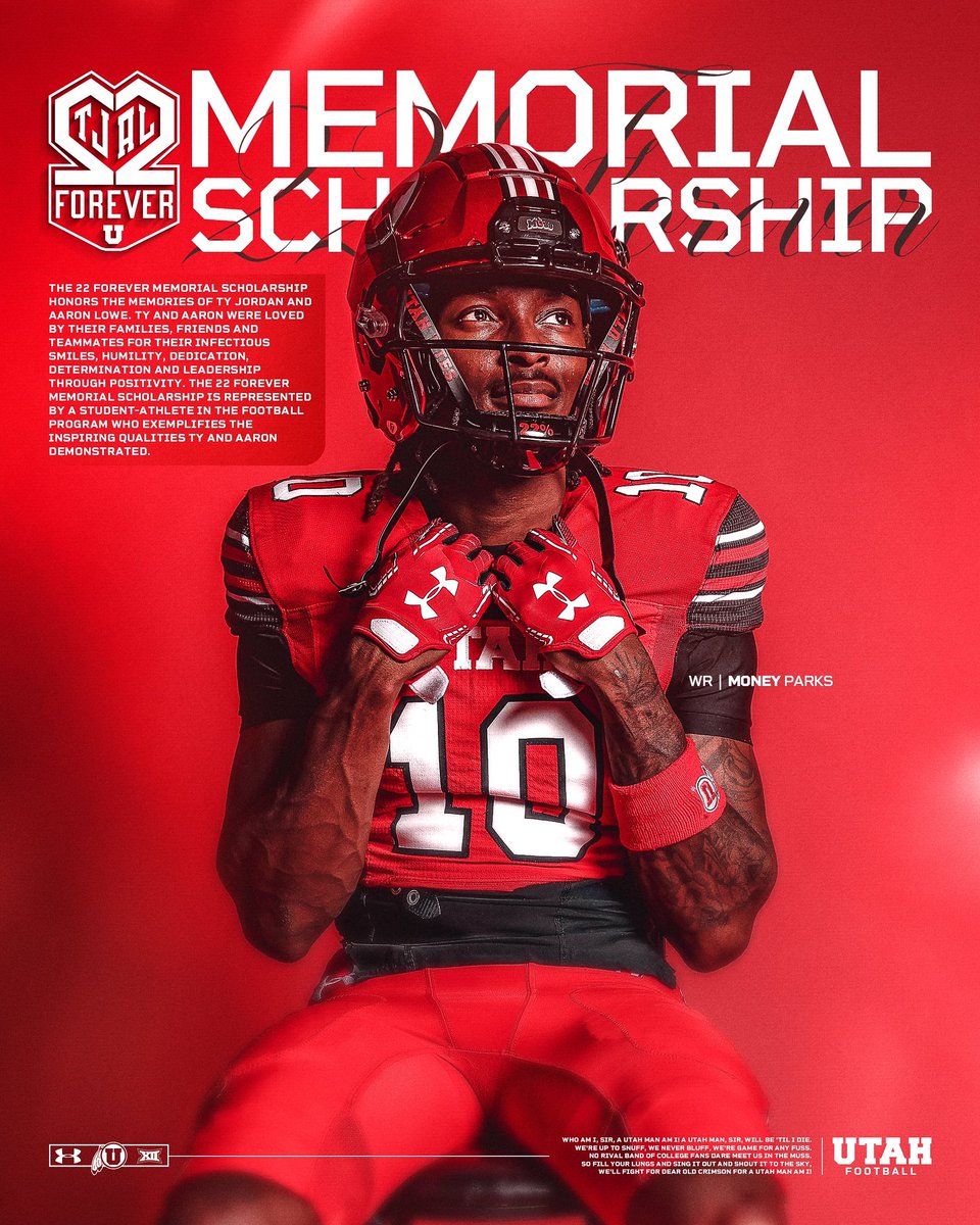Utah_Football's tweet image. Congrats to @MonterrenParks for being named this year’s recipient of the 22 Forever Memorial Scholarship‼️

utahutes.com/news/2024/9/2/…

#GoUtes