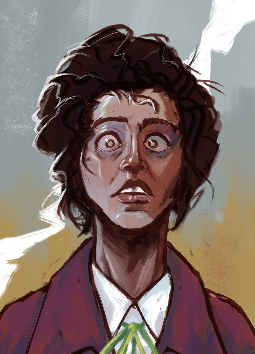 frewtsalad's tweet photo. ok anyway here is at least SOME art i've done recently... disco elysium style oc portraits bcos since i finished it i've been obsessed w the art direction so i've just been trying to emulate it for warmups/portrait practice.. play disco elysium btw.. https://t.co/1PCE3XKHPB