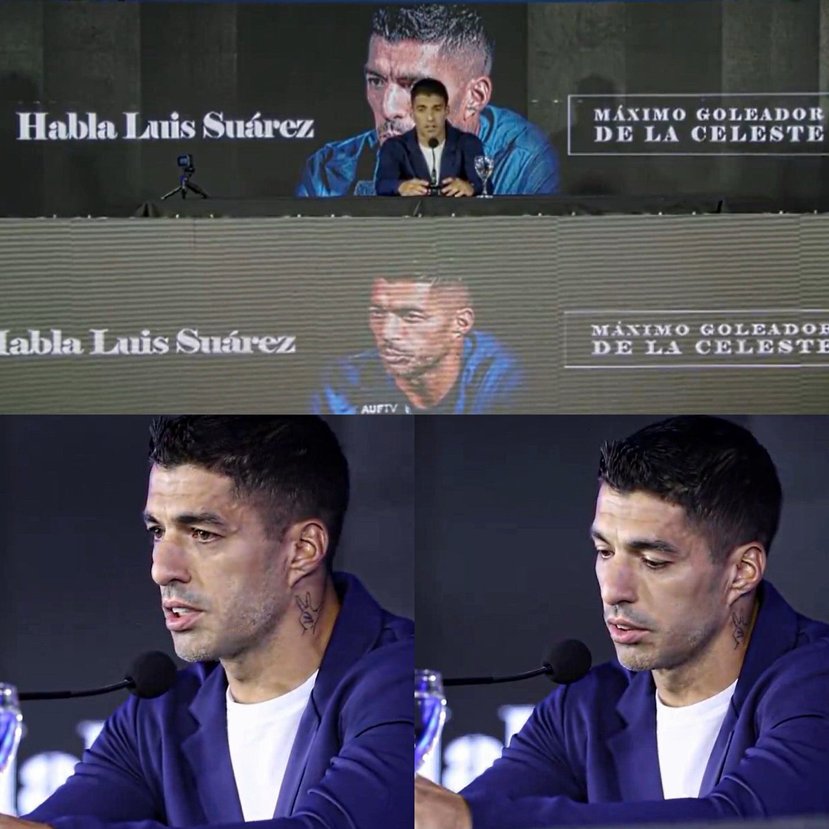 Juezcentral's tweet photo. OFICIAL. En rueda de prensa y entre lágrimas, el gran Lucho Suárez anunció que este viernes será su último partido con su selección.

Se va el máximo goleador en la historia de Uruguay y uno de los mejores "9" en la historia de nuestro continente. 

NUNCA se olvidará a Luchito Suárez.