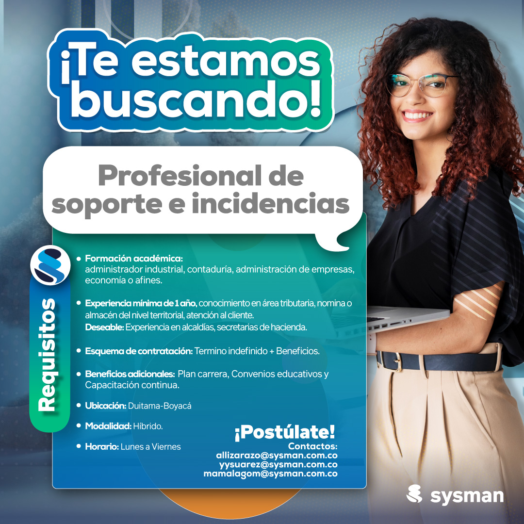 Sysman_Software's tweet image. ¡Únete a nuestro equipo en Sysman! 🚀 Estamos buscando:

🔹 Desarrollador Odoo
🔹 Profesional de Soporte e Incidencias

¡Envía tu CV y forma parte de una empresa en crecimiento! 💼✨ #Sysman #OportunidadesLaborales #DesarrolladorOdoo #SoporteTI