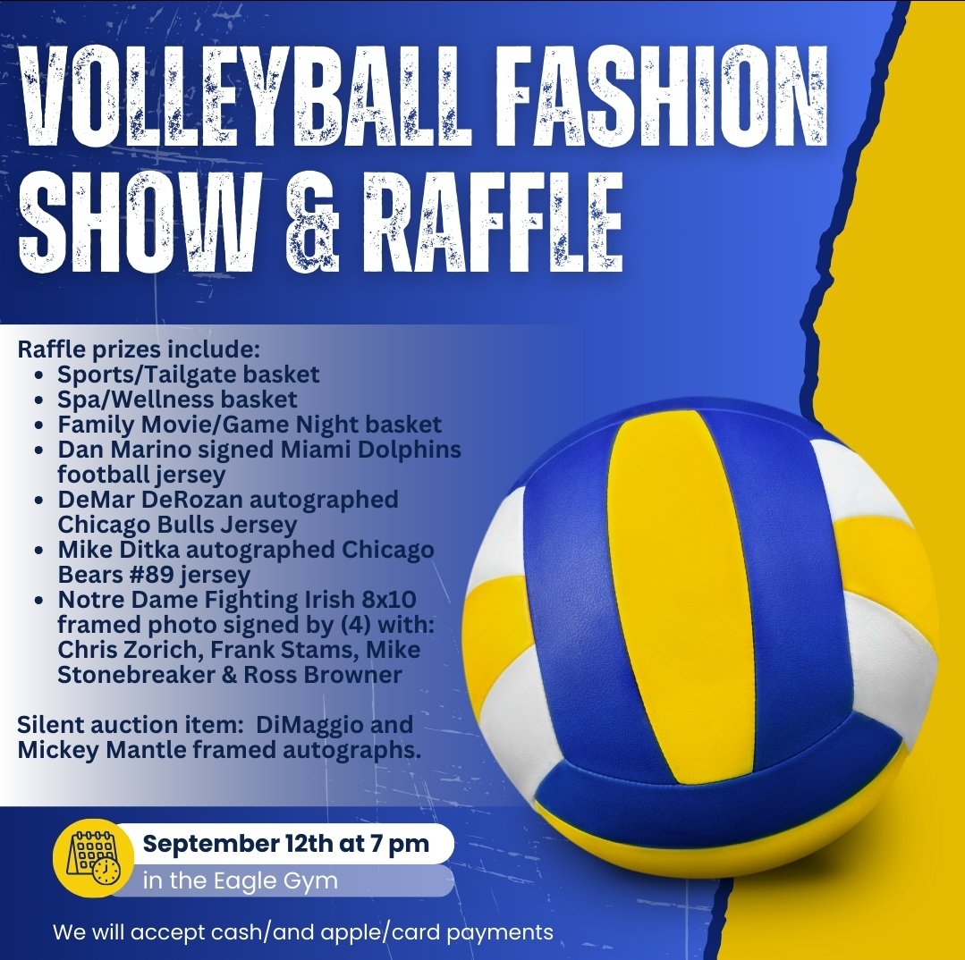 Come support CSVB at the first ever FASHION SHOW!
Raffles and collectables. Food and more!
September 12 @ 7pm!!
<a href="/EaglesAthletics/">Sandburg Athletics</a> <a href="/Sandburg_fanz/">Sandburg SuperfanZ</a> <a href="/SandburgHS/">Carl Sandburg H.S.</a>