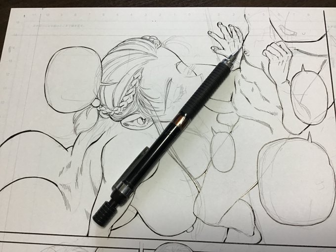 湿気がすごくてペン入れしたところのインクが全然乾かねぇ。描いたところ擦っちゃわないようにしないと。 