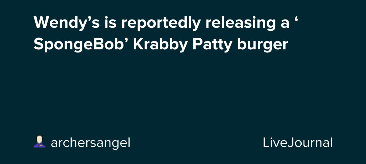 Wendy’s is reportedly releasing a ‘SpongeBob’ Krabby Patty burger dlvr.it/TCkZNK