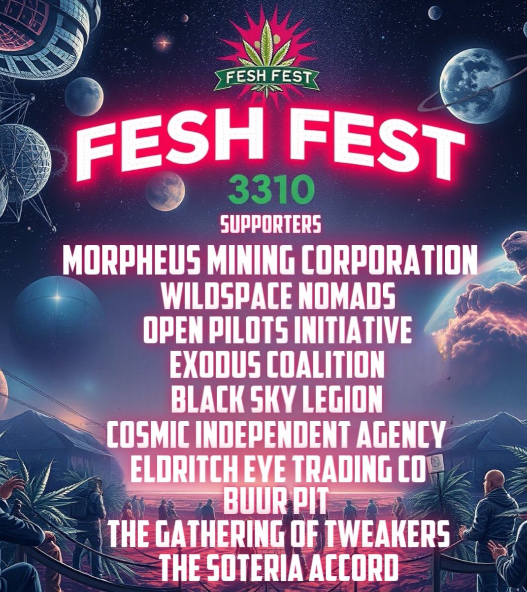 This years Fesh Fest supporters! 
Wolf Fesh is now available for a limited time exclusively at Saunders’s Dive in Wolf 1301! 
#EliteDangerous #EliteDangerousOdyssey 

inara.cz/elite/commodit…