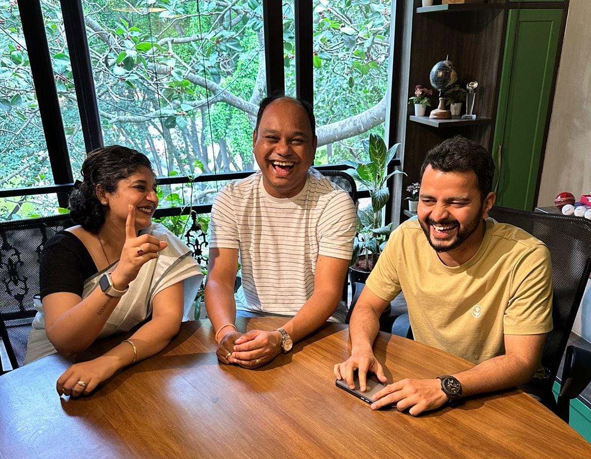 Sandeep Kuppili Sundar Raju (@sandeep_ks) on Twitter photo As you can see, visibly very happy to have started a new marketing gig with <a href="/AadhikyaB/">Aadhikya Bhardwaj</a> <a href="/kasturipaladhi/">kasturi</a>
🤣All happened because 1 fine day I decided to meet the super awesome <a href="/santoshj07/">Santosh Joseph</a>, his knowledge about wealth management & investments is probably as deep as the Mariana Trench. As you can see, visibly very happy to have started a new marketing gig with <a href="/AadhikyaB/">Aadhikya Bhardwaj</a> <a href="/kasturipaladhi/">kasturi</a>
🤣All happened because 1 fine day I decided to meet the super awesome <a href="/santoshj07/">Santosh Joseph</a>, his knowledge about wealth management & investments is probably as deep as the Mariana Trench.