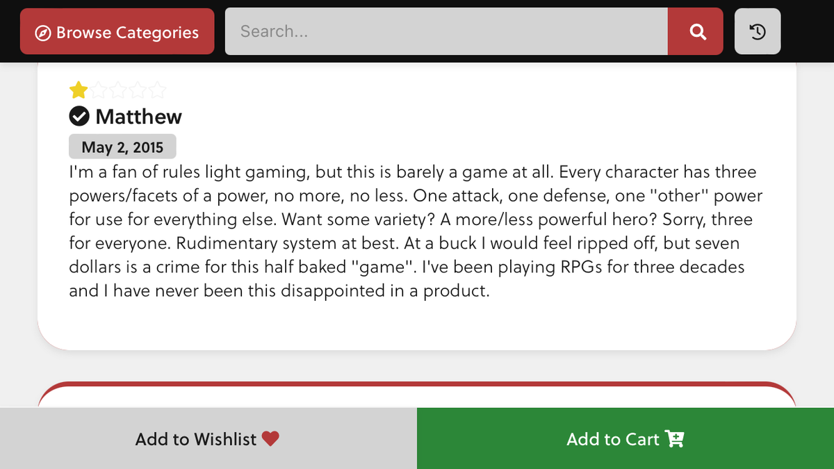 squadronuk's tweet image. #TTRPGTHOUGHTS
 Most TTRPG authors would rather have a review than another sale.

I know on DTRPG you have to buy before you can review. But you can post online in blogs etc. 1/-