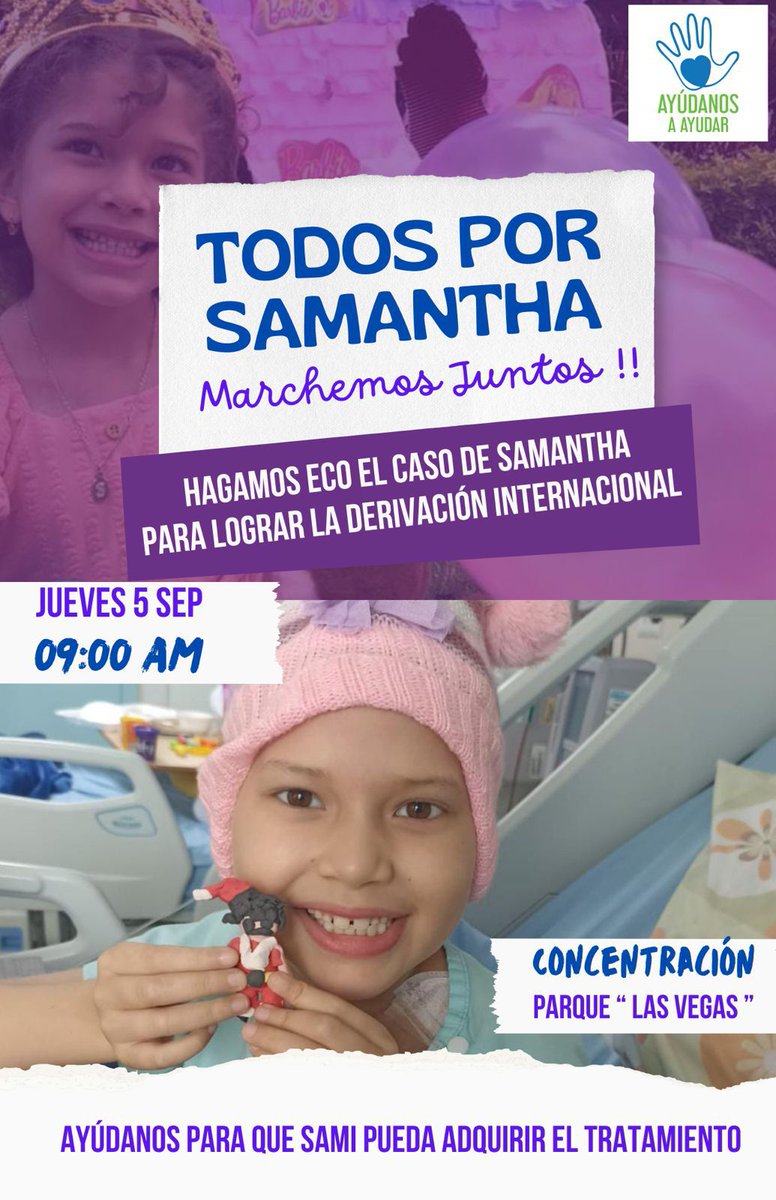 xaviersantos_ec's tweet photo. @Presidencia_Ec @Salud_Ec @GoberManabi Samantha, 7 años, necesita trasplante de médula para seguir viviendo. Su familia no ha sido escuchada. Este jueves muchos marcharán por ella. Esto no se debería ROGAR, pero por favor, ACTUEN YA! antes que sea tarde. #AyudaSamantha (comparte) https://t.co/8fXK2Xpgir