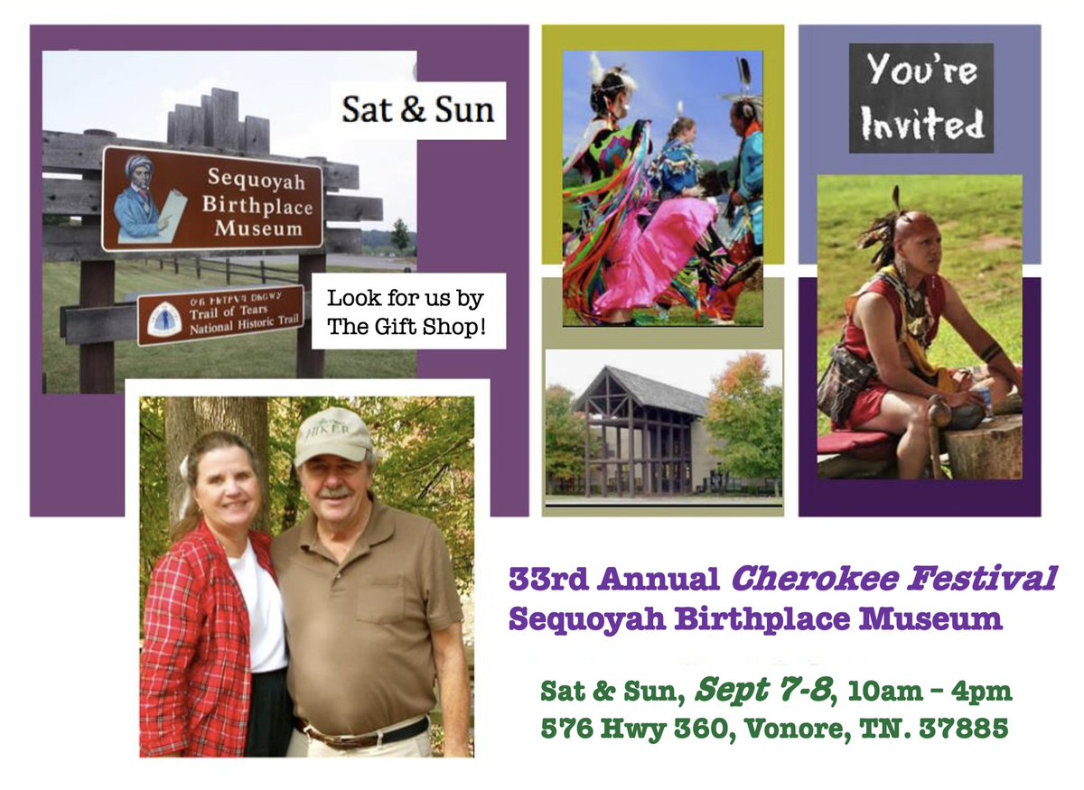 LinStepp's tweet photo. The wonderful Cherokee Fall Festival is coming up this weekend at the Sequoyah Birthplace Museum, [ 576 Hwy 360, Vonore, TN] Sat &amp; Sun, Sept 7-8, 10-4. We'll be there both days with all our books. Come enjoy the Cherokee dancing, entertainment, crafts and demonstrations. https://t.co/7eGxAgRKNk