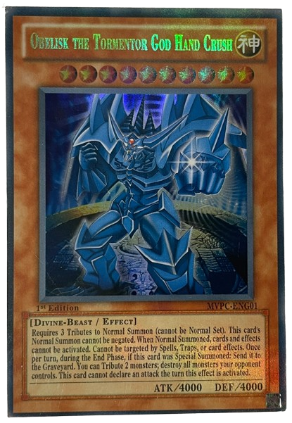 CollecCardChick's tweet photo. Name: Obelisk the Tormentor God Hand Crush
Set: MVPC-ENG01
#Fakecard #fake #yugioh https://t.co/zRkm7w5sbO