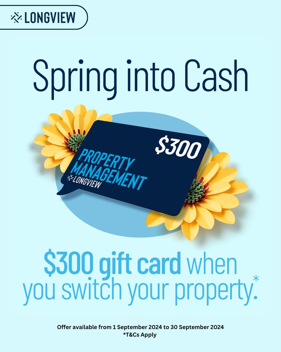 Spring into Savings with LongView!

Earn a $300 gift card when you join or switch your investment property to LongView Property Management. 

Get the offer: hubs.la/Q02NkLTn0

Offer ends 30 September 2024—don’t miss out!

#propertymanagement #offer