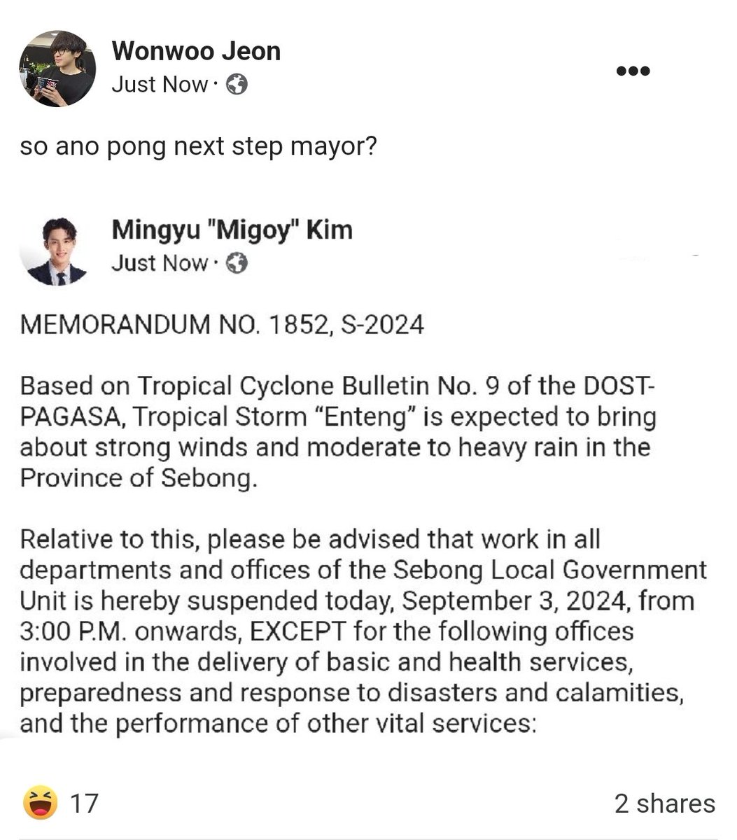 paperstings's tweet photo. mayor, pasuspend! 🌧

a #minwon three-twt au kung saan wala nang ibang ginawa si ww kung hindi tumambay sa profile ni mayor "migoy" para manghingi ng suspension. https://t.co/zMXs3d1tFy