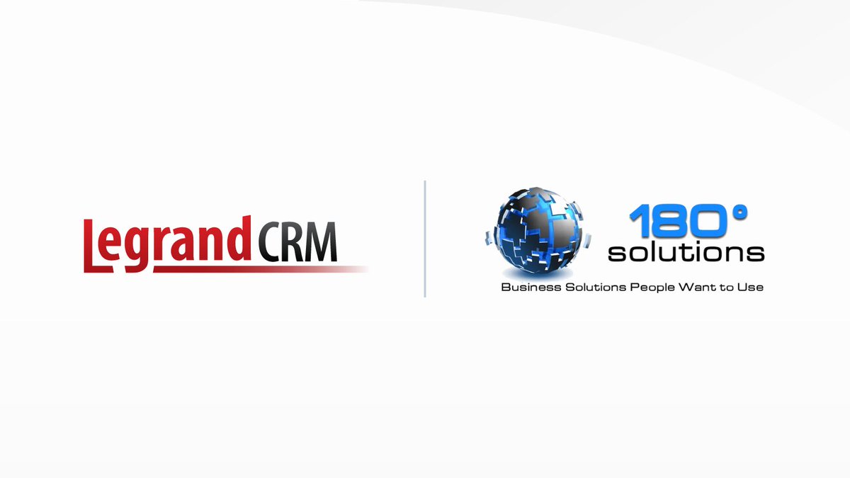 Legrand CRM (@legrandcrm) on Twitter photo We are pleased to announce our partnership with 180 Degree Solutions as our exclusive solutions partner for North America.
Contact info@180degreesolutions.com or 877-449-8182 for advanced configuration, implementation, training or support. #Sales #CRM
legrandcrm.com/180-degree-sol… We are pleased to announce our partnership with 180 Degree Solutions as our exclusive solutions partner for North America.
Contact info@180degreesolutions.com or 877-449-8182 for advanced configuration, implementation, training or support. #Sales #CRM
legrandcrm.com/180-degree-sol…
