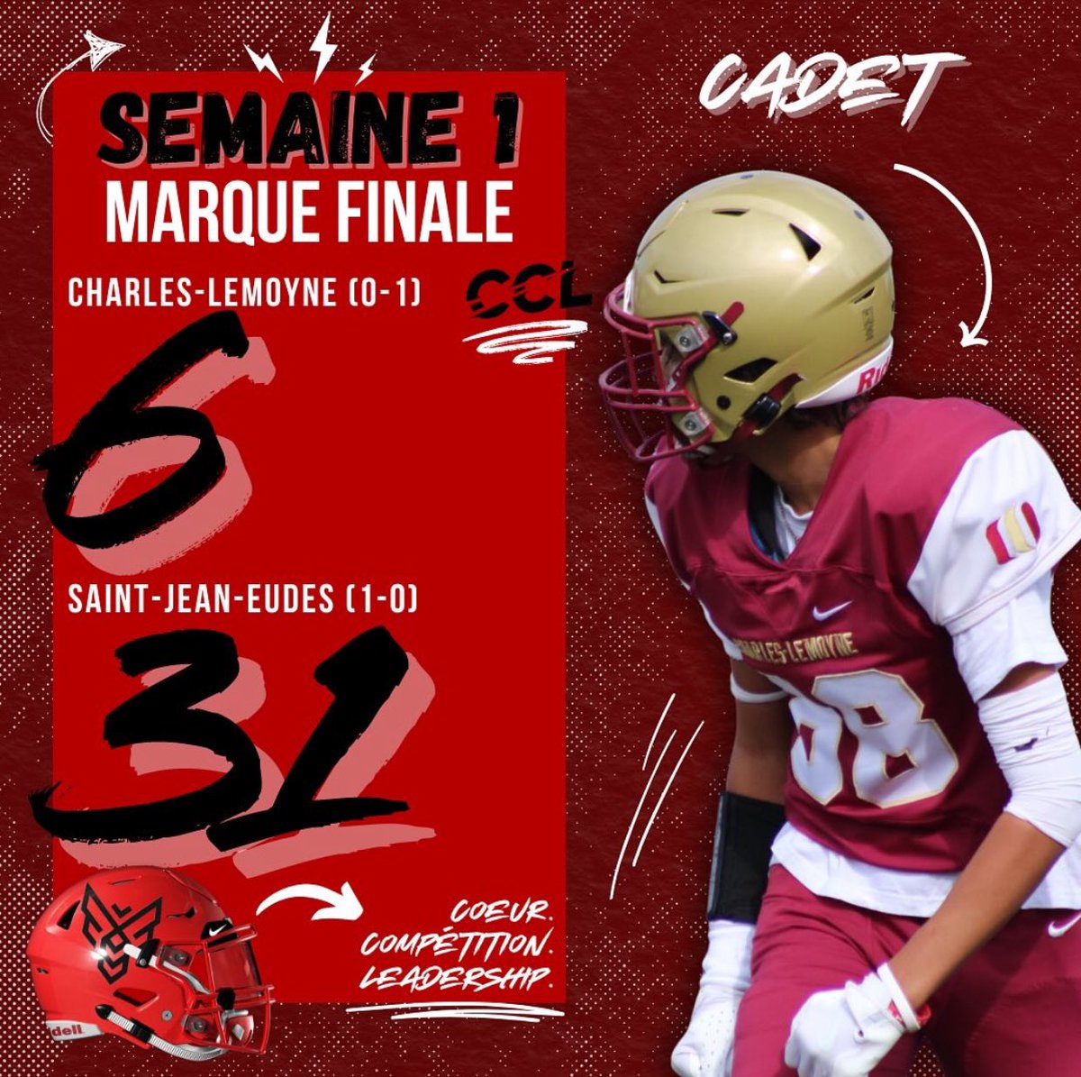Outcome from Friday’s games.
Back at it Friday night and Saturday afternoon.
#rseqfootball
#cclway
#juvifootball
#cadetfootball